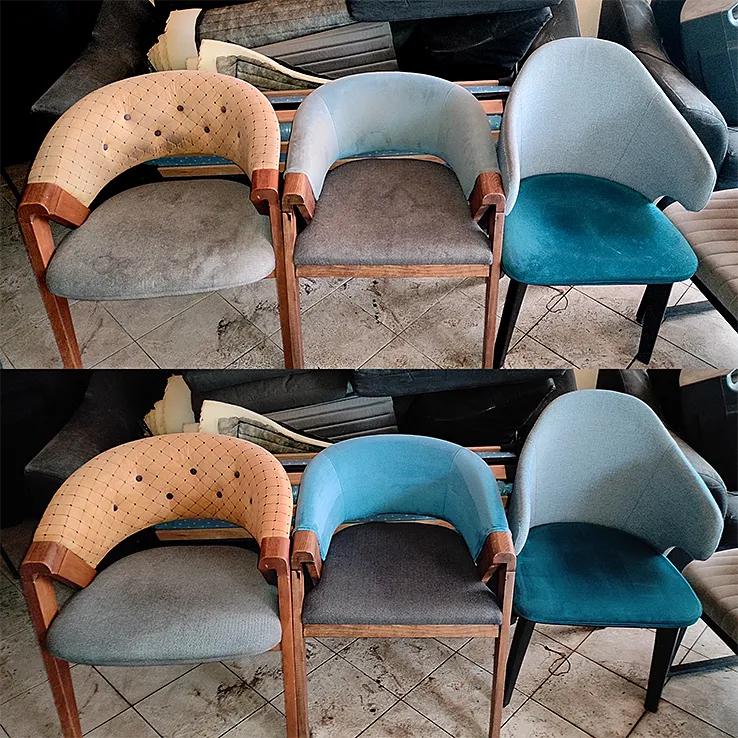 Dubinsko pranje nameštaja: pre i posle, stolice